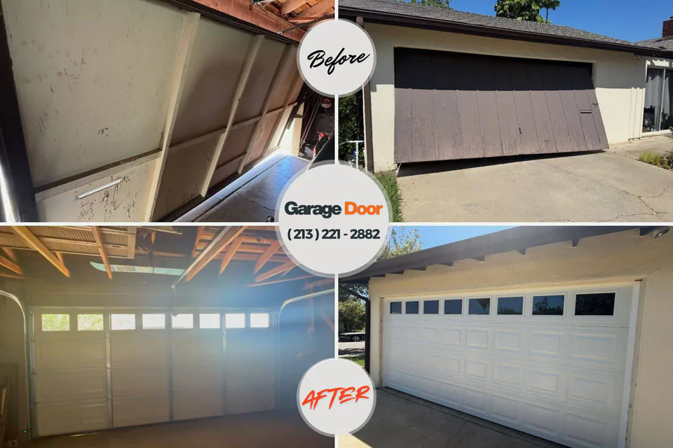 Before and after: garage door repair Sault Ste. Marie, MI